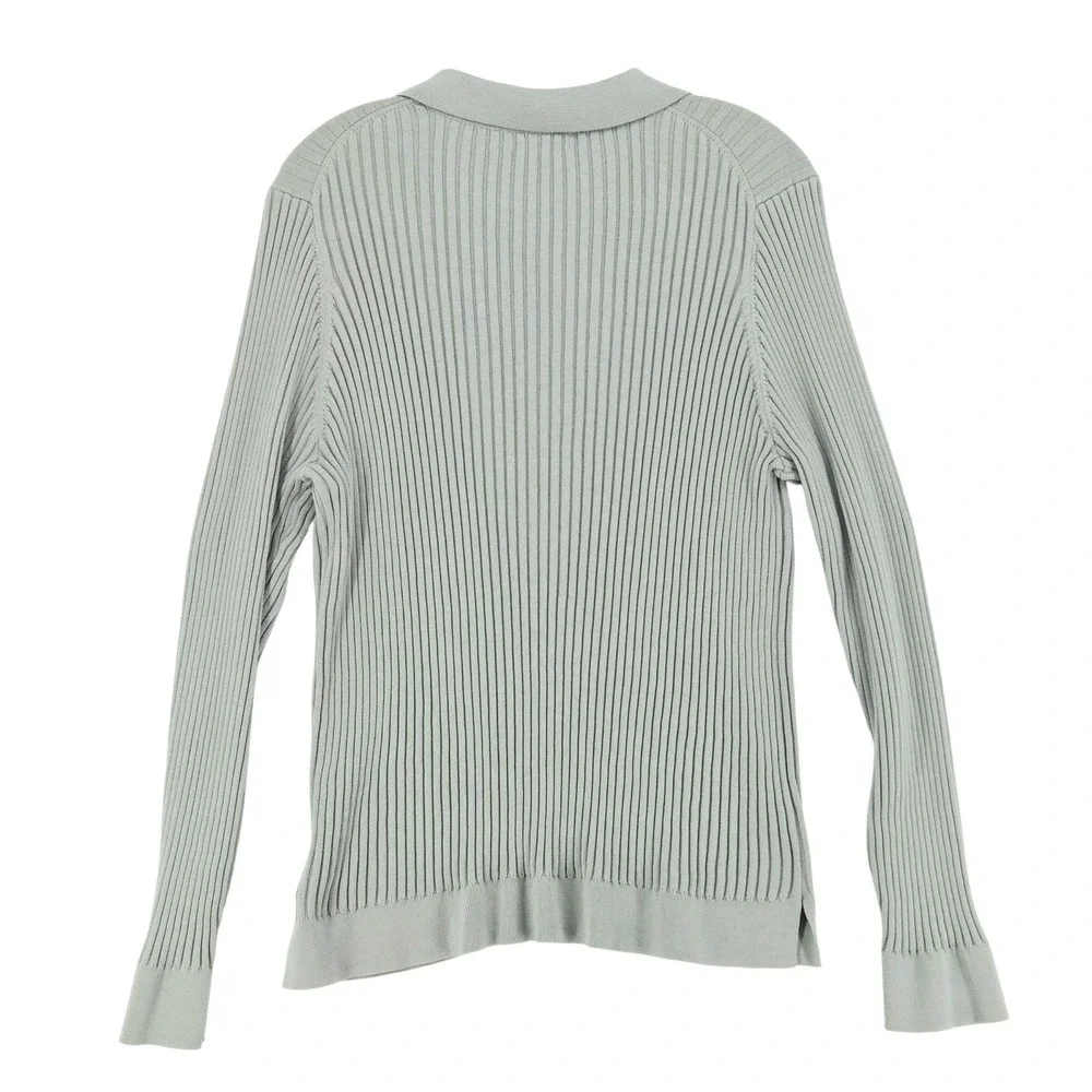 Athleta Women 2X 2XL Sweet Bay Henley Sweater‎ Ribbed Knit Top LS Mint Green